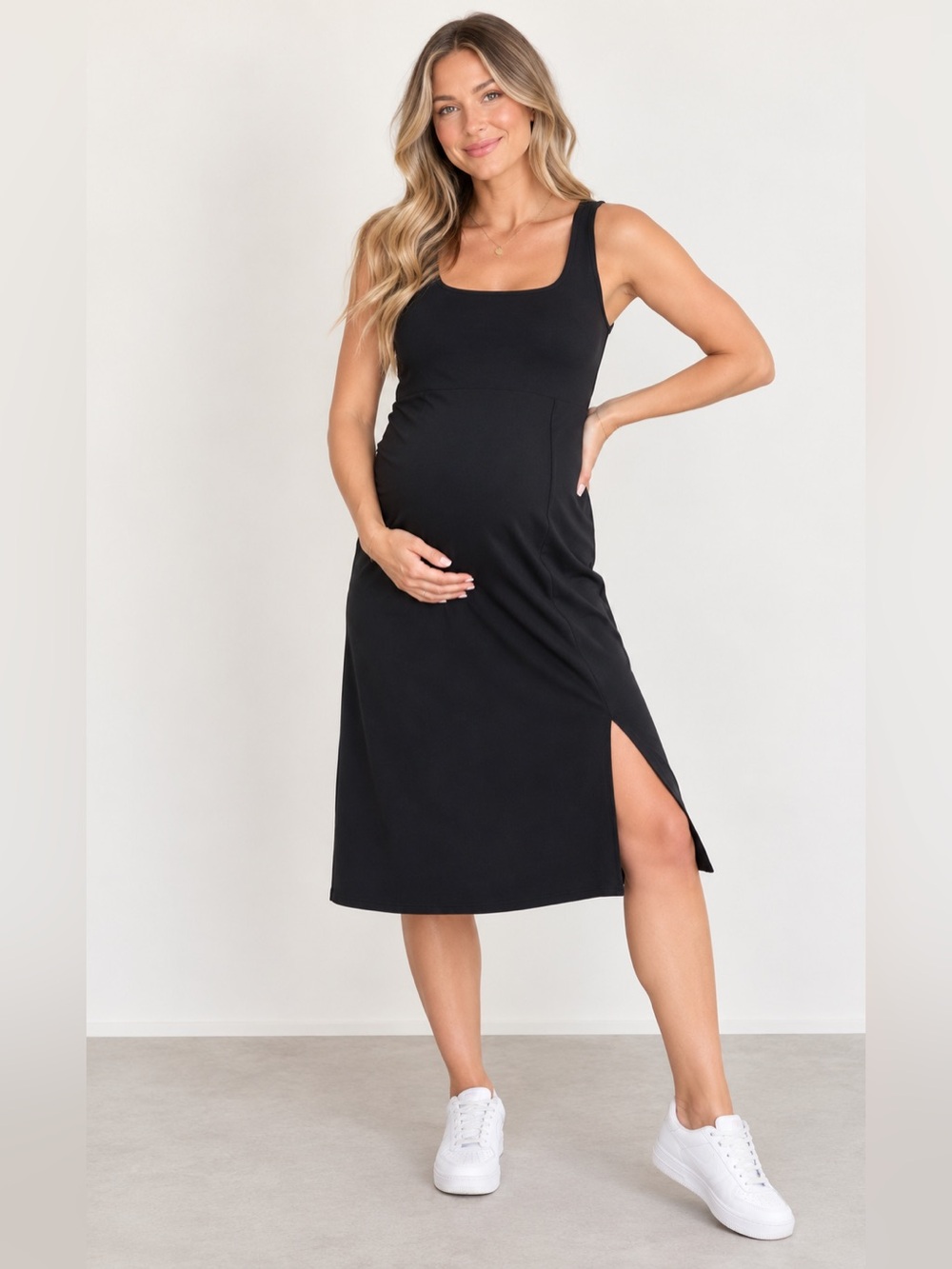 Isabel Ingrid & Isabel Maternity Black Athletic Midi Dress NWT Medium